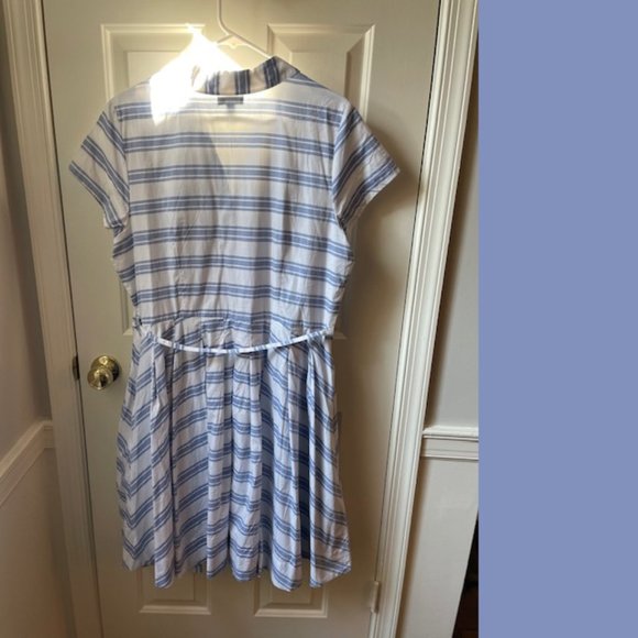 Ellos Blue and White Stripe Sandy Shirtwaist Dress - Picture 2 of 9